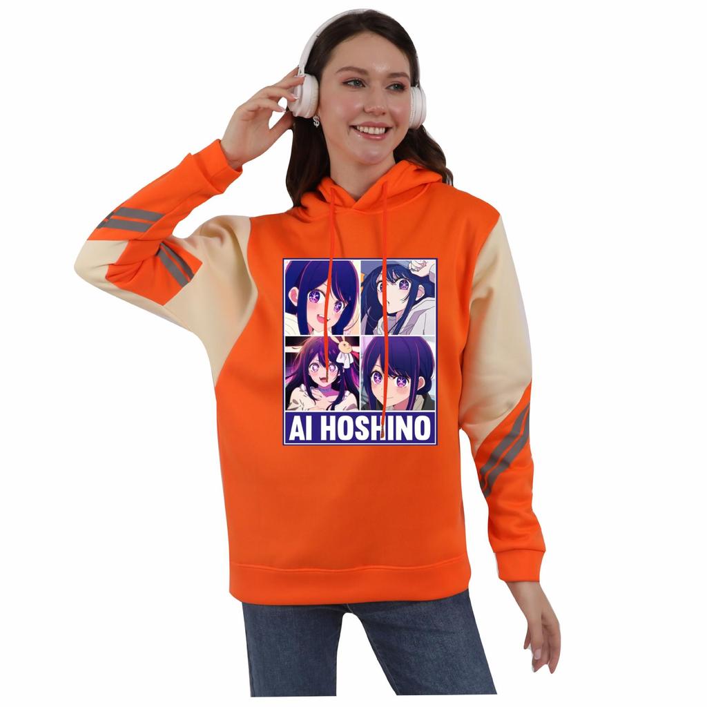 Oshi no Ko My Starry-Eyed Child Unisex Autumn/Winter Color Block Hoodie with Velvet