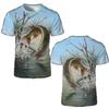Sommer Rundhals 3D Karpfen Fisch Print Top Modische Lässige Kurzarm Herren T-Shirts
