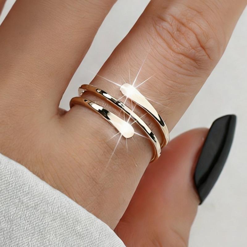Women' Coil Ring - Plated Spiral Coil, Elegant Minimalist & Punk Style Suitable for Daily Wear, Parties, Coating for Year