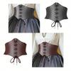 1Pc Women Adjustable Wide Belt Pu Leather Underbust Corset Crop Top Vest Waist Belt Double Buckle Cincher