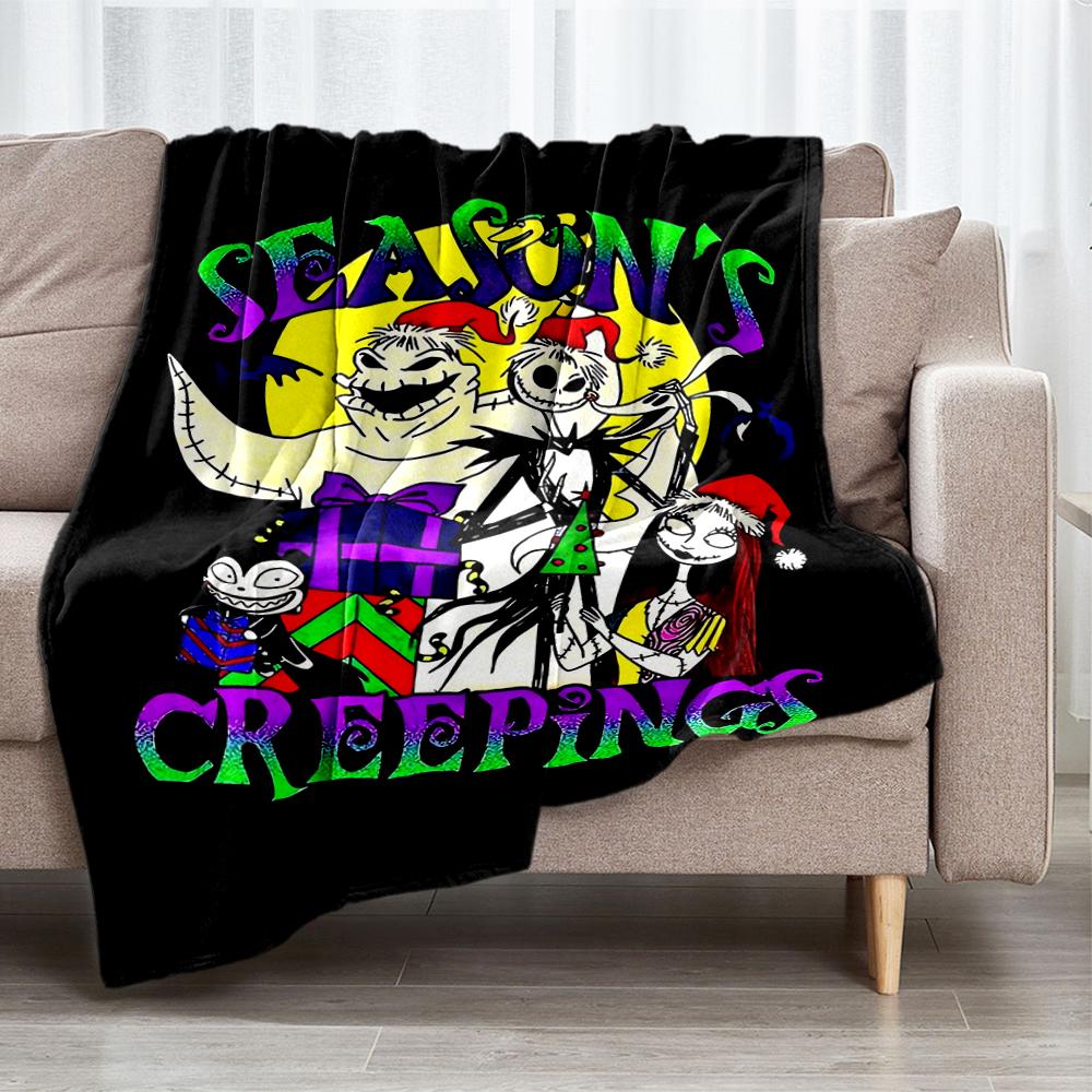 The Nightmare Before Christmas Theme Printed Blanket - Perfect for Couch, Bed, Travel & Outdoor Use | Machine Washable, Cozy & Durable.