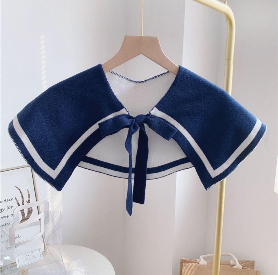 Fashion Knit Scarf Cute Neck Warmer Circle Fake Collar Front Tie False Collar Women Navy Style Detachable Collar For Women