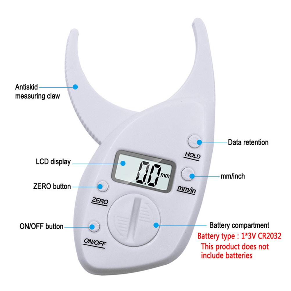 

Digital Body Caliper Analyzer LCD Display White Measuring Tool Accurate Reliable Easy to Use Portable Fat Teller Health Care білий