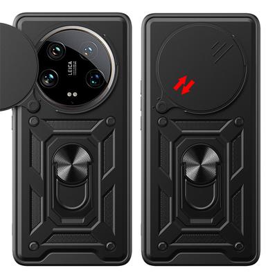 Armor Funda For Xiaomi 14 Ultra Case Slide Camera Protect Cover For Xiaomi Mi 14 Xiaomi14 Ultra Magnetic Holder Ring Stand Coque