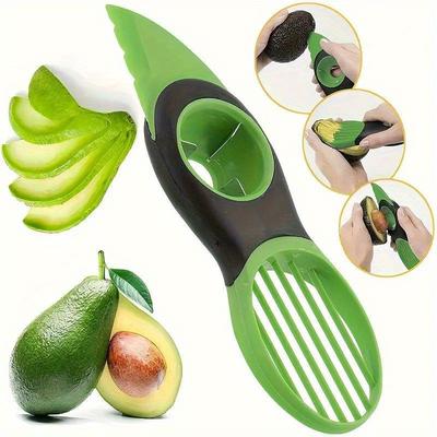 3-in-1 Avocado Schäler, Schneider und Entkerner Multifunktionales Küchenwerkzeug für einfache Fruchtzubereitung, Langlebiger Kunststoff, Ergonomischer Griff