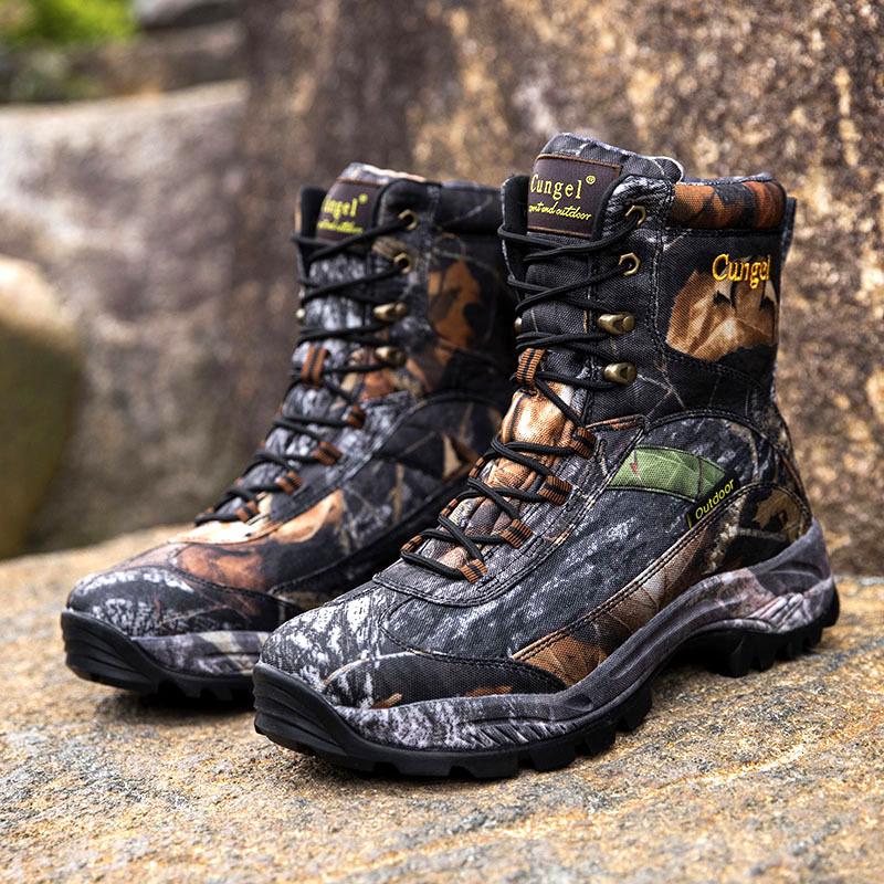 Men's High-Top Tactical Mountaineering and Hiking Boots - Camouflage Combat and Work Footwear