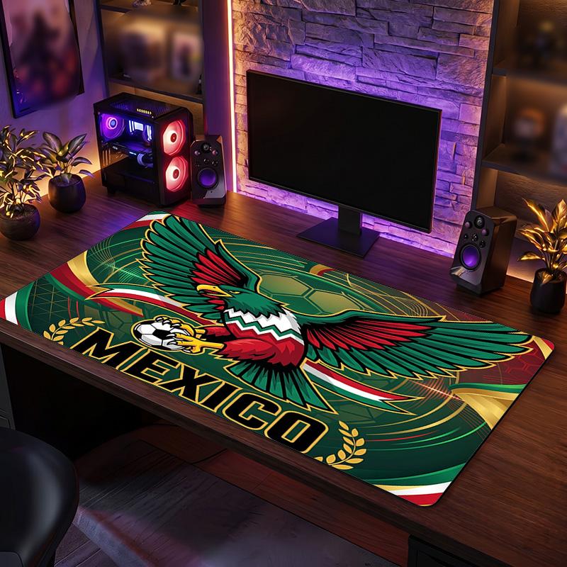 Mexico footbal Crest Mouse Pad, Extended Non Slip Rubber Desk Mat for Gaming Office Laptop Fan Gift