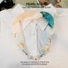 Elegant Silk Scarf with Magnetic Buckle and Pearl Necklace - Stylish Clavicle Chain for Women