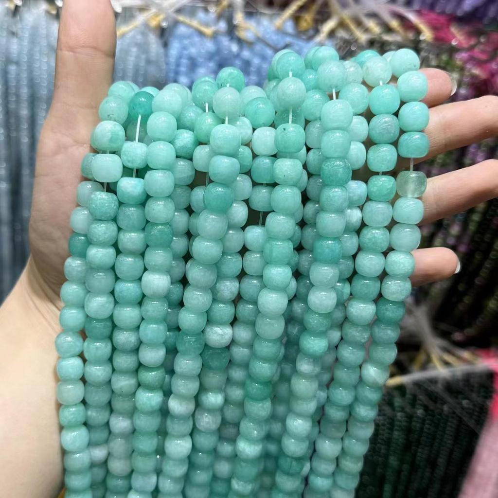 9x10 Natural Chalcedony Beads: Multicolor Morganite, Tourmaline, Amazonite Barrel Beads for DIY Jewelry