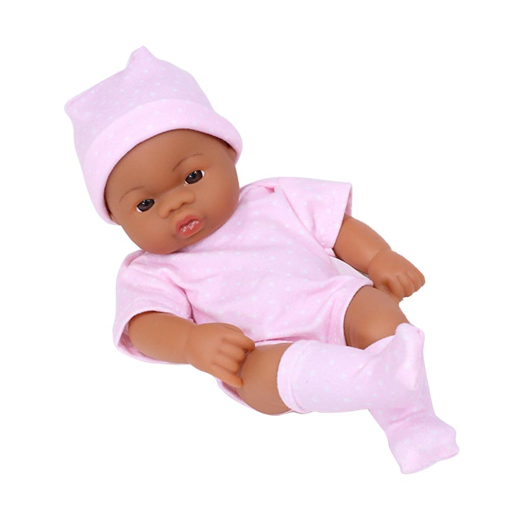Realistic Doll Baby Re-born Full Body Vinyl Black Girl Toy New Born 7'' Doll