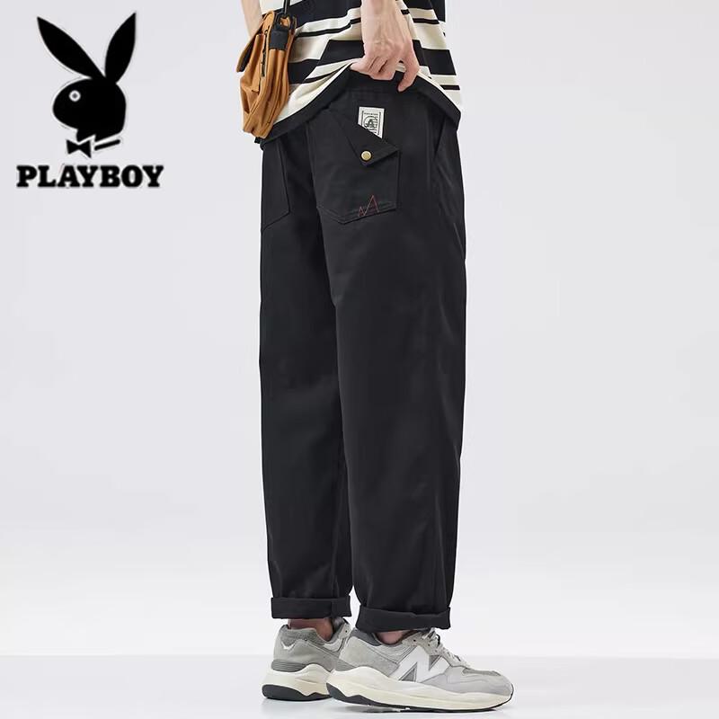 Playboy Men's Loose Straight Cotton Casual Pants