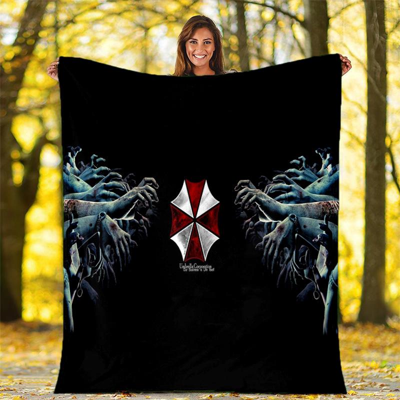 The sci-fi game Resident Evil features the Umbrella Corporation blanket a soft home furnishing nap decoration a warm Sherpa blanket for all seasons U6