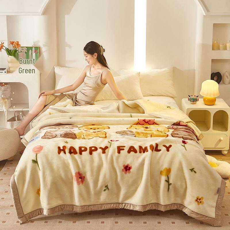 Winter Raschel Double-Layer Coral Fleece Blanket - Super Soft Wedding Gift
