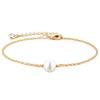 European Style Simple Single Pearl Bracelet with Stainless Steel Adjustable Chain and 8mm Faux Pearl