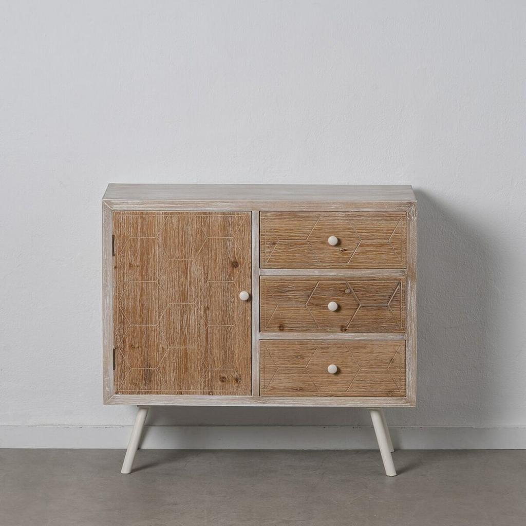 Entrance Unit with Drawers COUNTRY 90 X 35 X 80 Cm Natural White Spruce Wood MDF Wood