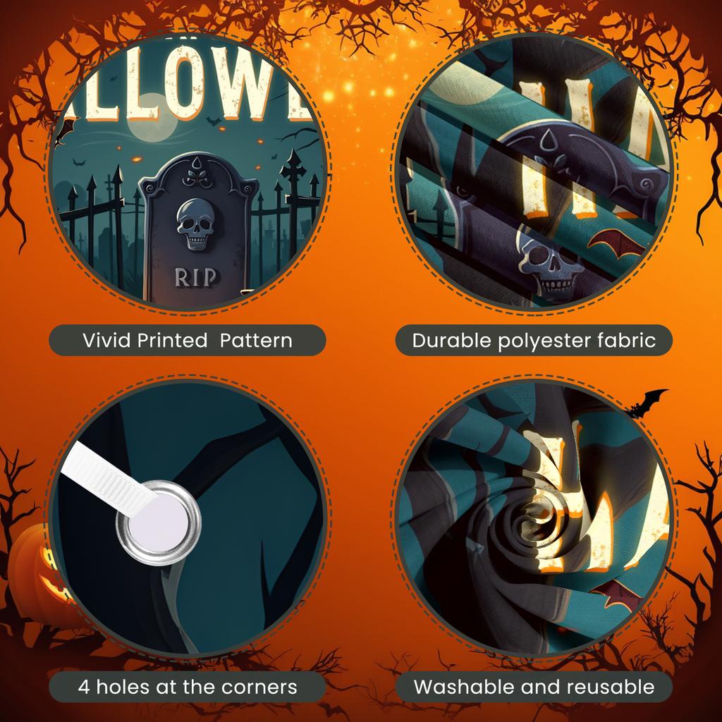 Event Decoration Banner Spooky Elements Halloween Decoration Halloween Party Banner Graveyard Scene Spooky Backdrop For Spooky