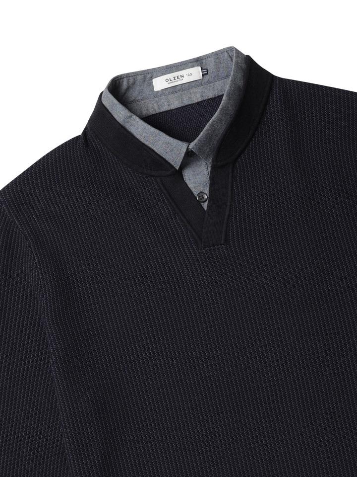 OLZEN Men'S Shirt Layered Sweater_Zbg1Er1203Nv