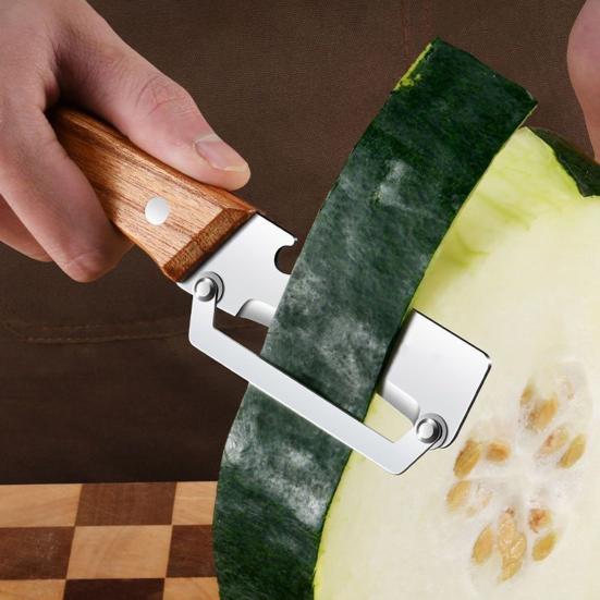 Vegetable Peeler with Wood Handle 3-in-1 Stainless Steel Kitchen Tool Bottle Opener Ergonomic Rust-Proof Portable Camping Food Prep Tool