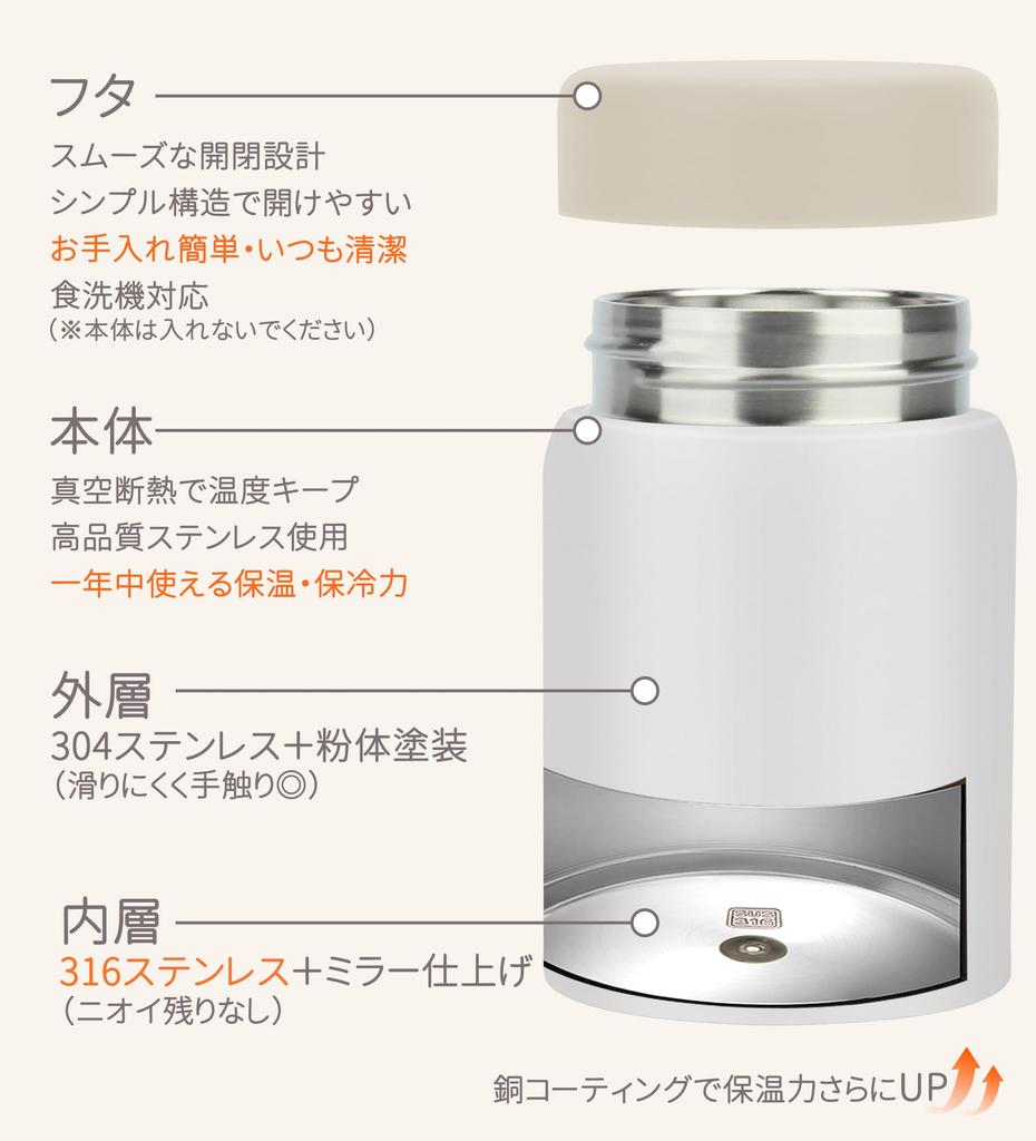 TYESO Soup Jar, 280ml, Small, Vacuum Insulated, Keeps Hot or Cold, Lightweight, Compact, Palm-Sized, Cute, Stainless Steel, Perfect for Lunchboxes,