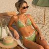 2Pcs/Set Bikini Set for Women, Sexy Lace-Up Halter Bra with Shell Decoration, Lace-up Swimming Bottoms, Beachwear Summer Accessories