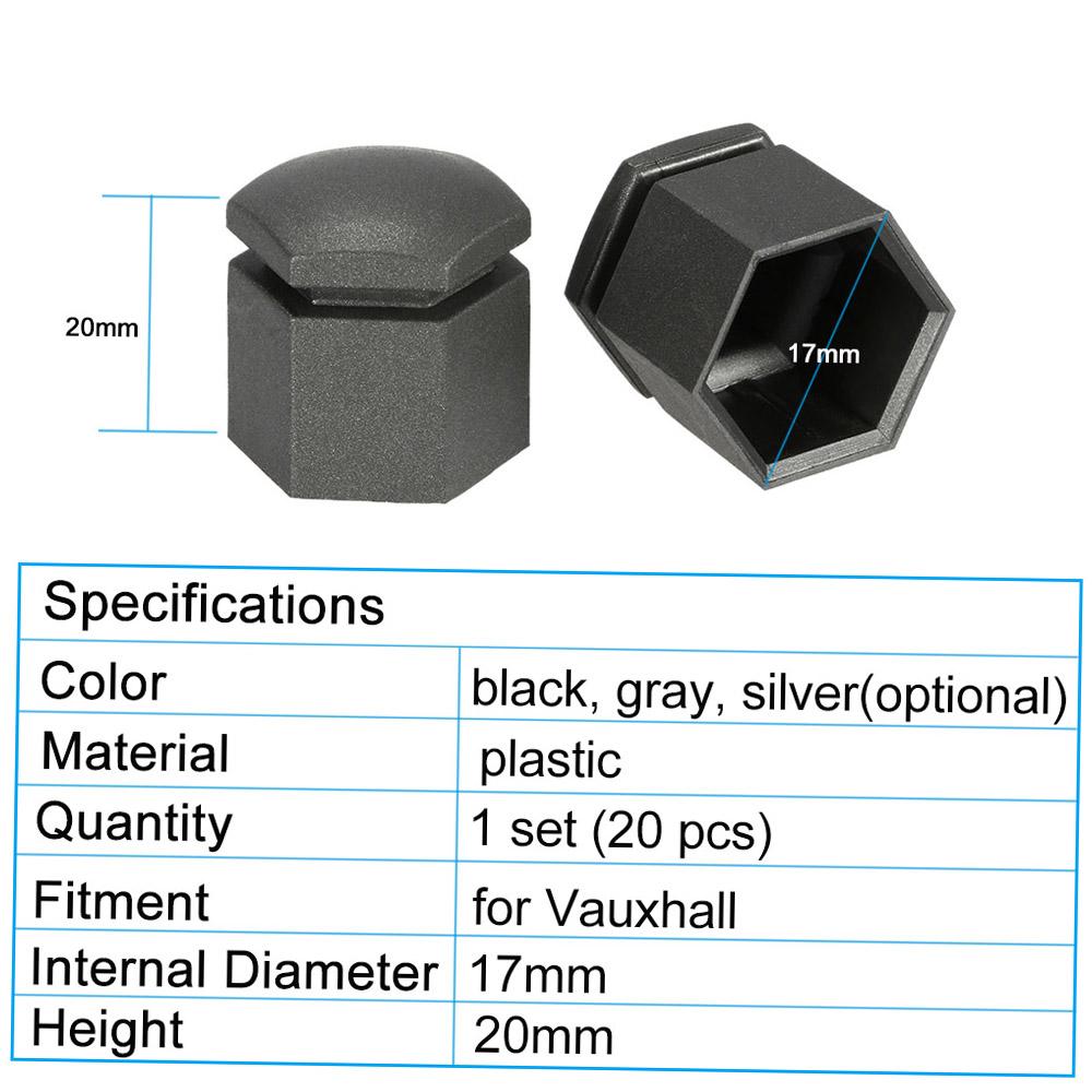 Black 17mm Car Wheel Nut Covers, 20Pcs     Set for , Enhance Finish
