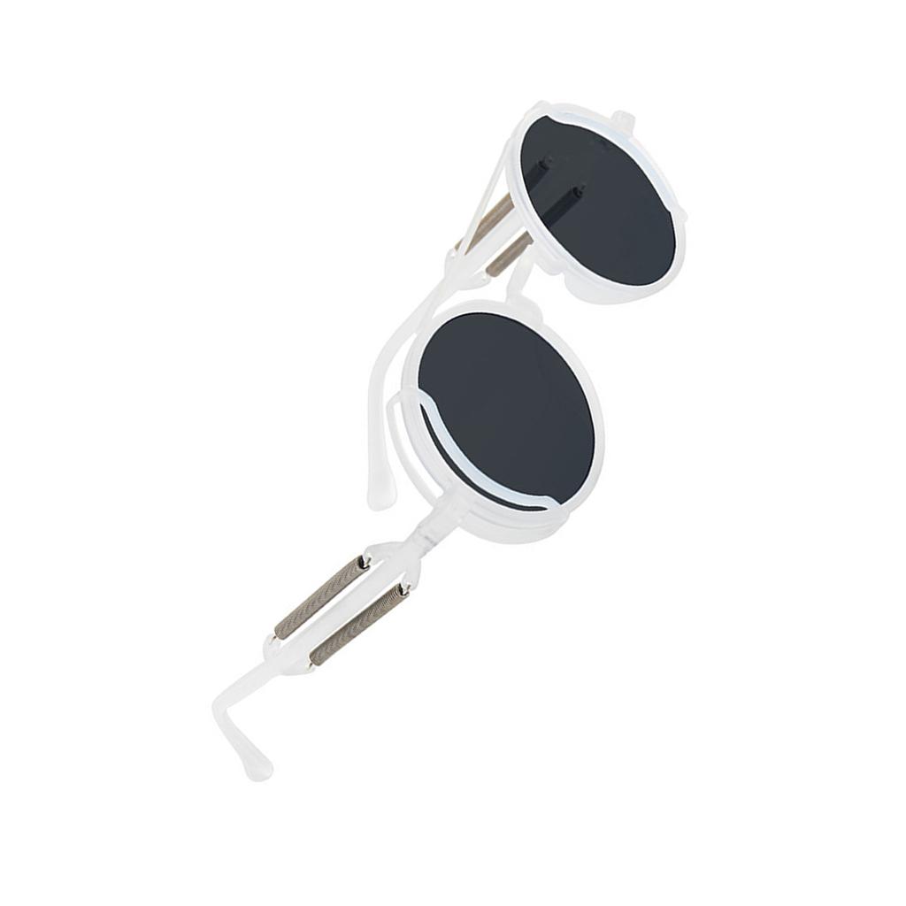 Vintage Punk Round Circle Sunglasses Colored Lenses Glasses Men Women Retro Plastic Frame Polarized Sunglasses Eyewear