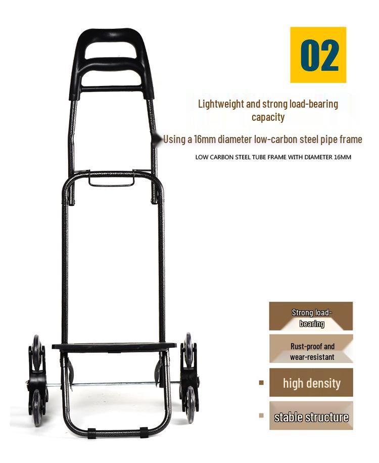 Three-Wheeled Foldable Shopping Cart with Chair, Stair-Climbing Handcart for Elderly, Ideal for Supermarket and Vegetables.