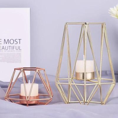 Metal Ornaments Candlestick Container Polygonal Geometry Iron Candlestick Handicraft Simple Aromatherapy Candle Base