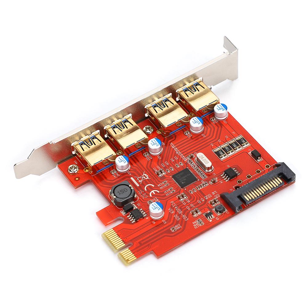 USB3.0 Expansion Card 4 Port Adapter Card with SATA Power Port for NEC Master Control D720201