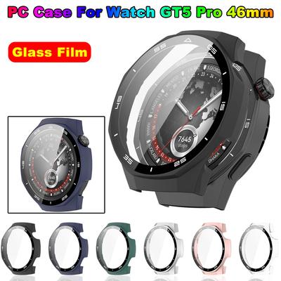 2in1 Shell + Tempered Glass Film For Huawei Watch GT 5 Pro 46mm Screen Protector Case GT5 Pro 46MM Cover PC Full Protective Case