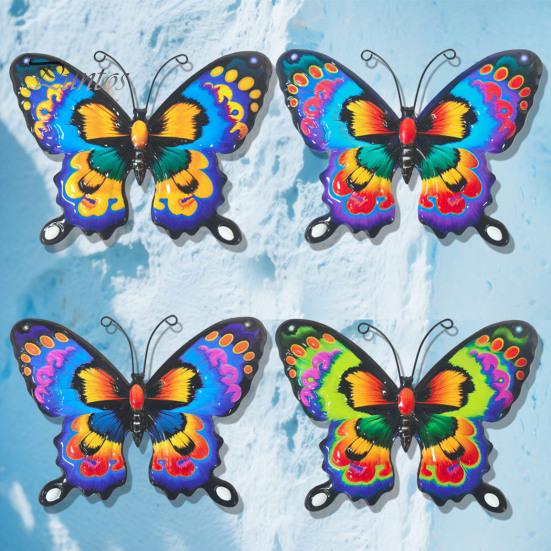 Outdoor Hanging Art Metal Butterfly Wall Decorations, Sculpture Decor, Iron Easy Installation Decor Indoor for Living Room Bedroom Garden Patio Fence