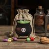 Pumpkin Theme Party Supplies 2PCS Halloween Drawstring Treat Bags, Cartoon Faux Linen Trick or Gift Pouches Sacks, Kids Candy Storage for Favors Cute