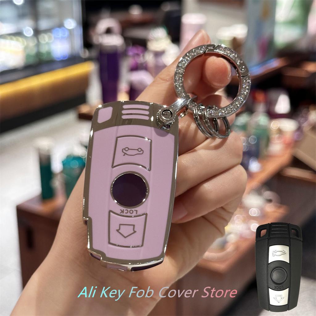 Key Fob Cover with Keychain Lanyard for BMW 1 3 5 Series E90 E92 E93 X5 X6 Z4 E90 Keyless Entry Key Fob Case Cover