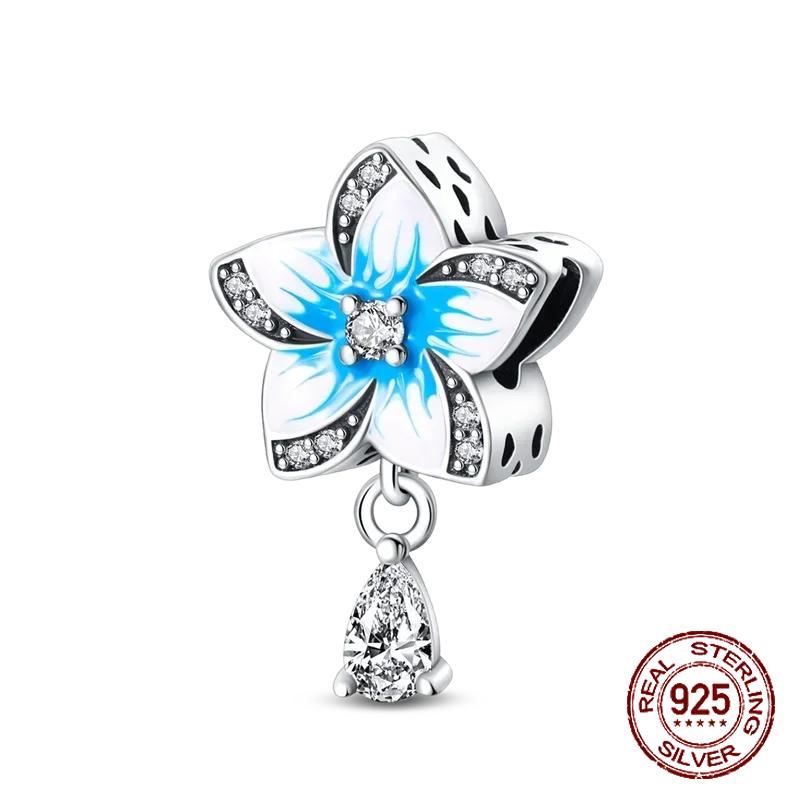 S925 Silver Butterfly Sparkling Flower Iris Tulip Lavender Sunflower Beads Fit Original  Bracelet DIY Bead Women Jewelry