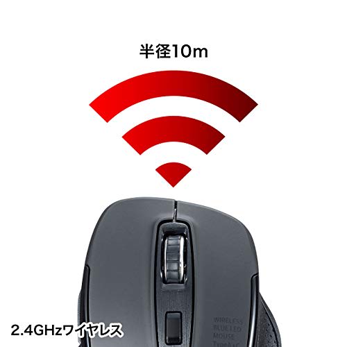 Sanwa Supply Silent Wireless Blue LED Mouse Type-C/A Connector Included Large 5 Button MA-WBLC169BK
