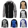 Cardigan da uomo con zip a contrasto di colore, felpa con cappuccio taglie forti, capispalla casual in peluche