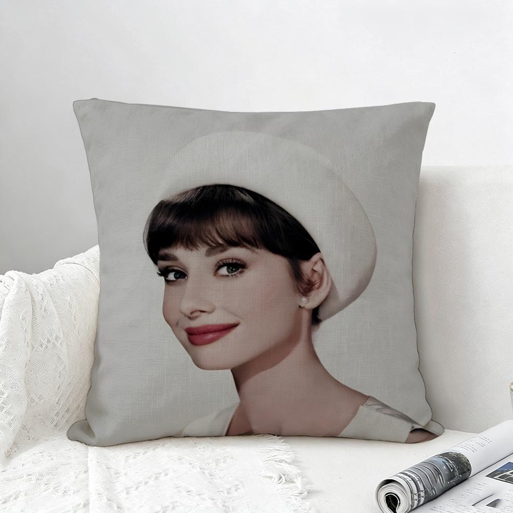 Actress Audrey Hepburn Cushion Cover Natural Linen Pillowcase Set AllinOne Decor for Sofa Bedroom  Chair