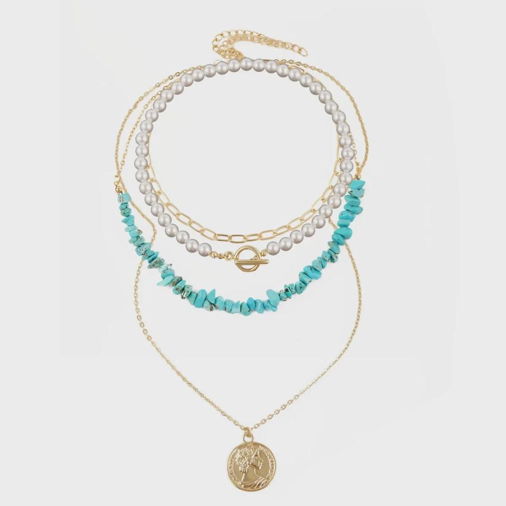 European & American Bohemian Colored Gravel Natural Stone Necklace for Women - Summer Jewelry