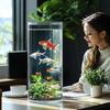 Round Ultra-White Acrylic Fish Tank - Transparent, Drop-Proof Small Goldfish Tank for Living Room Desktop