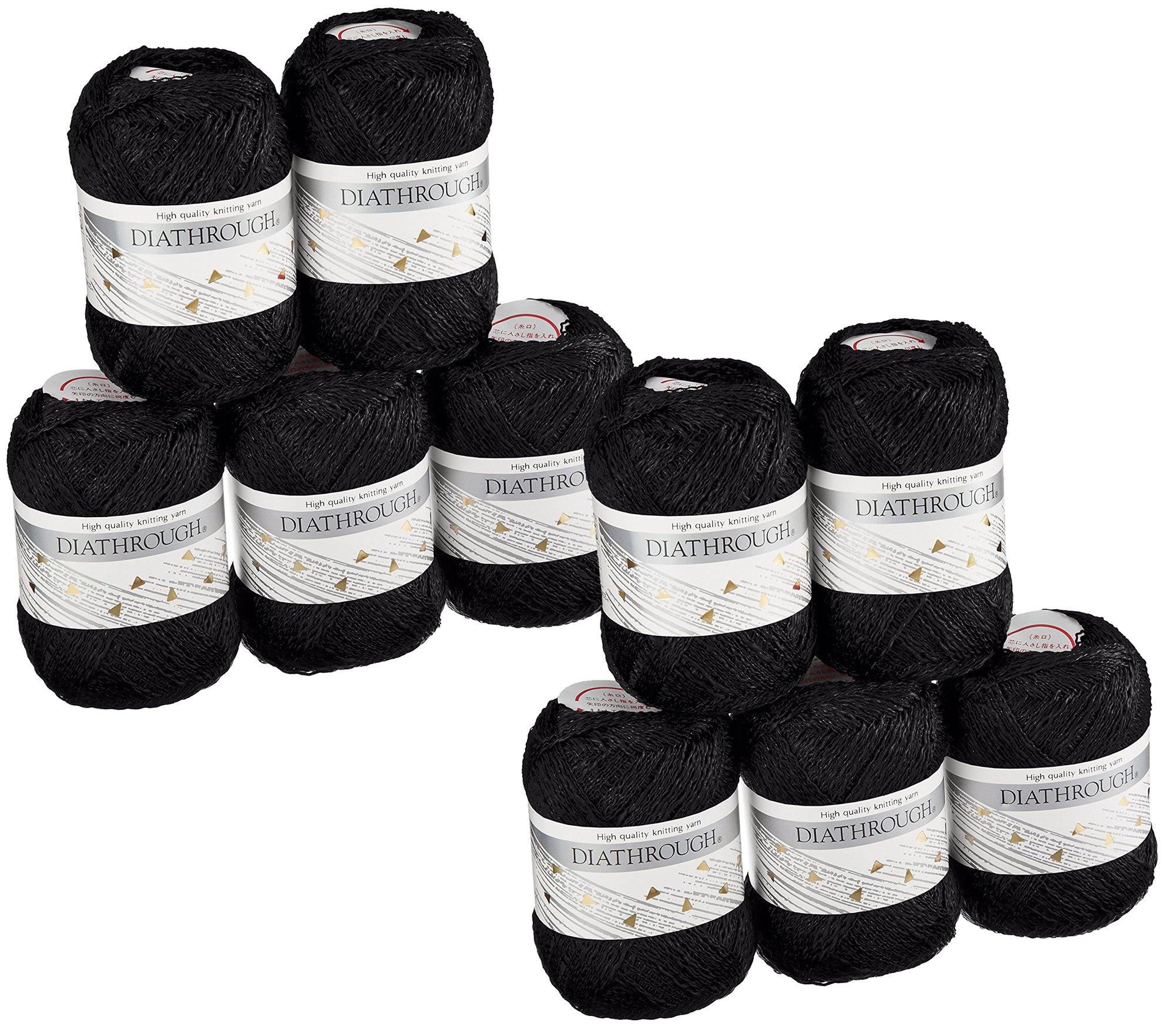 

Diamond Yarn Pack of 10 Dia-Thru Ultra-Fine Yarn, Col. 104, Black, 25g, Approx. 325m, чёрный