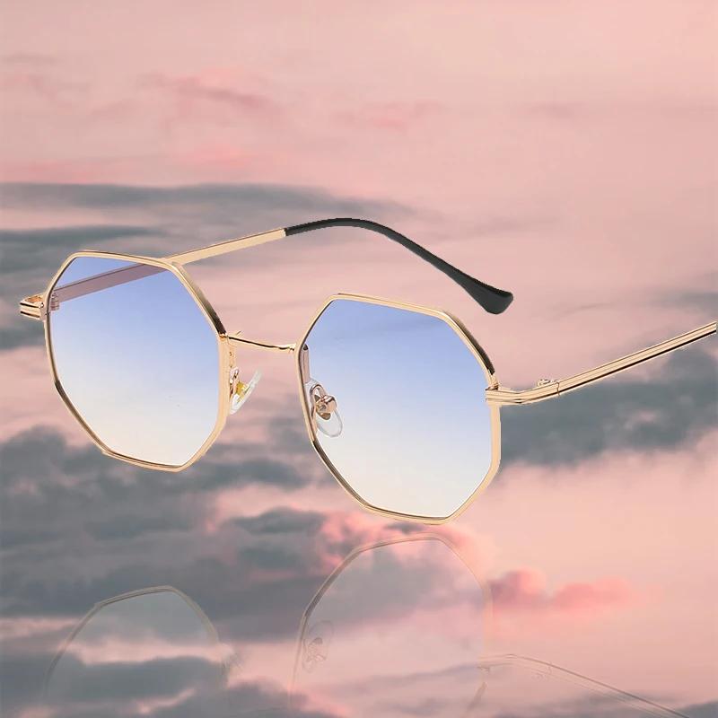 Moda Retro Güneş Gözlüğü Klasik Metal Çokgen Güneş Gözlüğü Güneş Gözlüğü Sekizgen Gözlükler