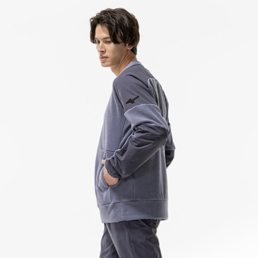 Mizuno Proof Fleece Crew Training Granito Talla 32MCC559 Ropa Repelente al Agua para Hombre, Gris, L,