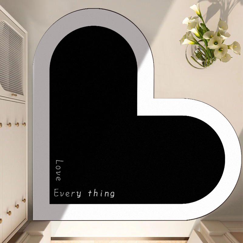 Heart-shaped Kitchen Bathroom Floor Mat Toilet Strong Absorbent Non-slip Foot Mat Diatom Mud Dirty Can Be Wiped Clean