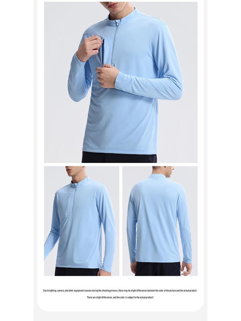 Di Jia Men's Half-Zip Quick-Dry Sports Top for Outdoor Training, Cycling, Running, and Fitness