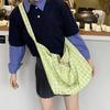 Letter Plaid Shoulder Bag Candy Color Large Capacity Crossbody Bag Fashion Canvas Tote Bag  Daily