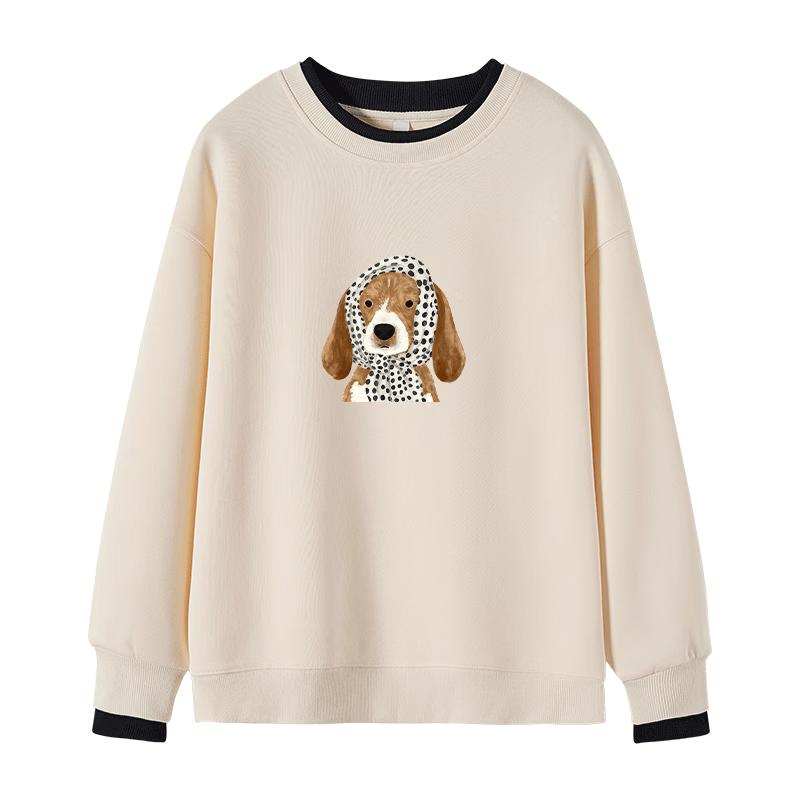 La Chapelle Women's Puppy Print Color-Block Sweatshirt