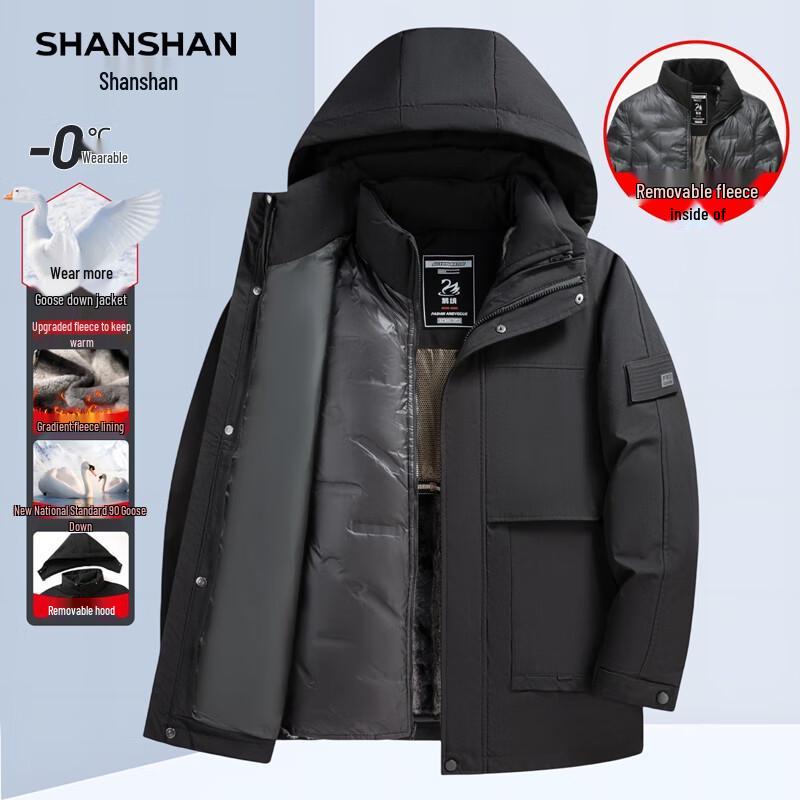 Men's 3-in-1 Detachable Hood Goose Down Winter Parka