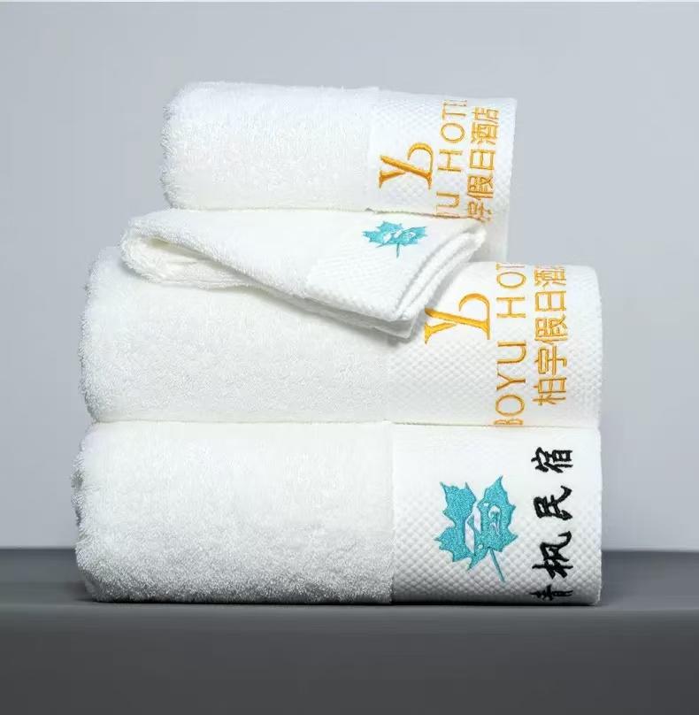 Factory Custom Logo Print Embroidered Luxury Bath Towel Set 100% Cotton Hotel Towels Super Water Absorption Hand Towel