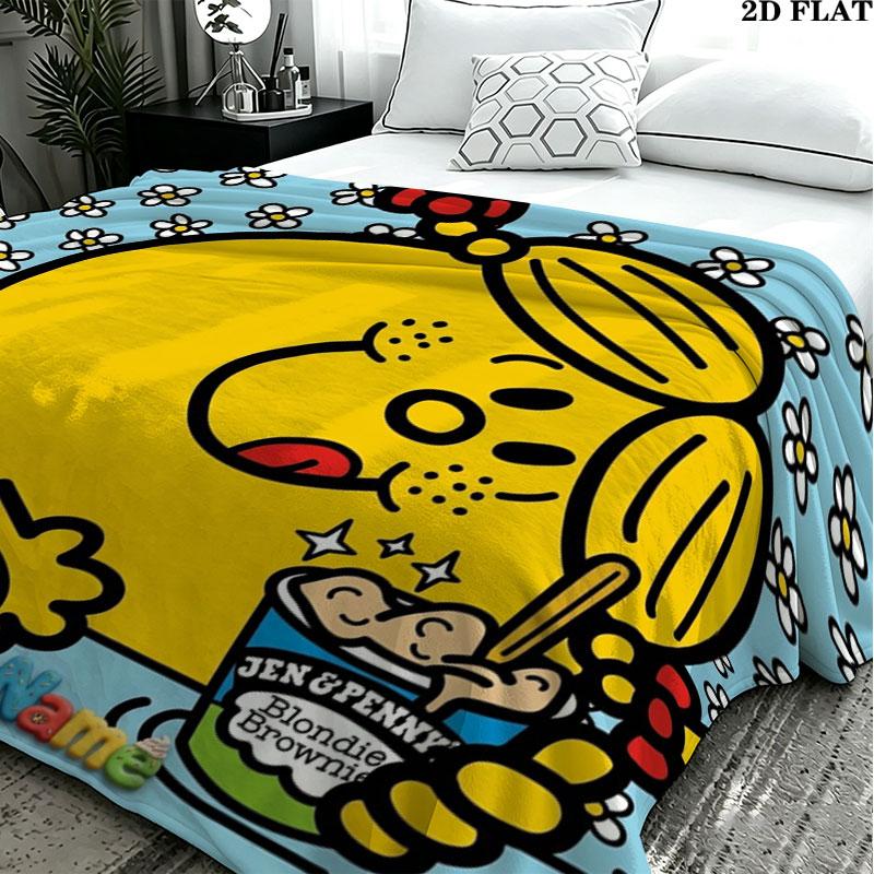 1PC Mr. Men Little Miss Custom Name Patterned Flannel Blanket Suitable For All Seasons for Home Decor Warmth and Comfort Gifts Holiday Present