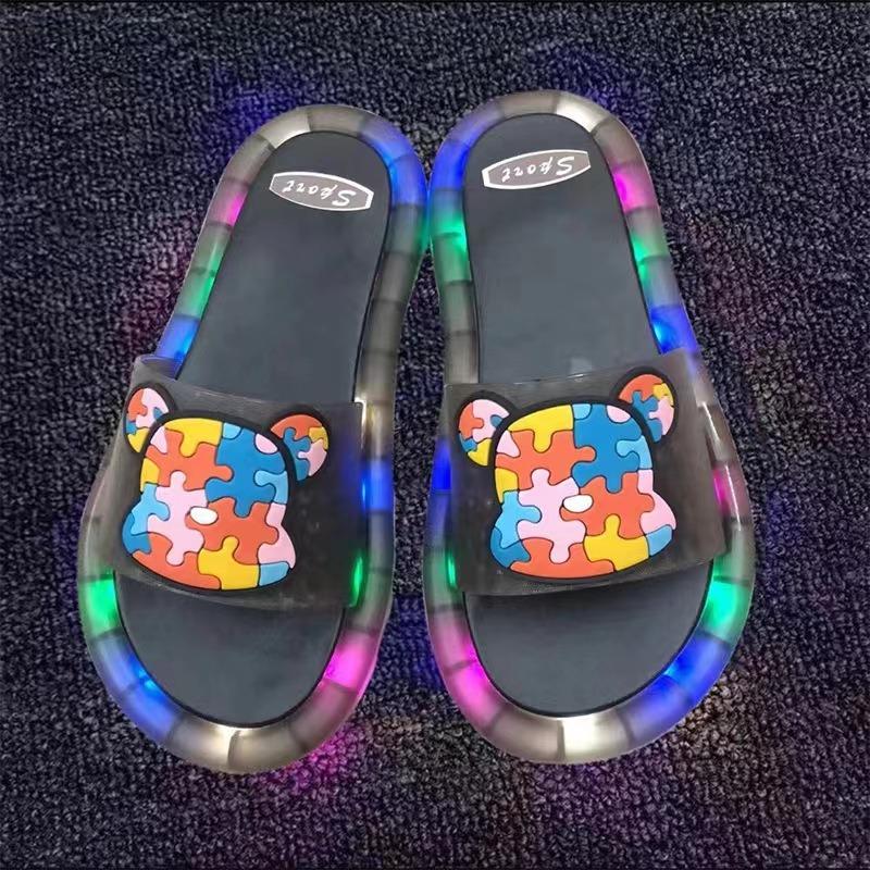 Complete luminous slippers summer adults wear cool flashing lights fruit strawberry cat full lights waterproof cool slippers